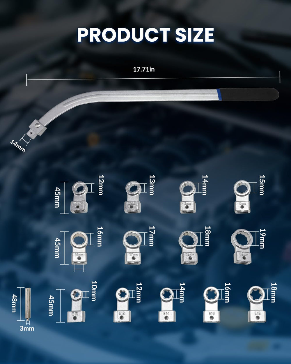 DPTOOL adapters next to ruler illustrating scale and size coverage benefit