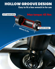 DPTOOL top-down view of six socket sizes demonstrating range and correct fit advantage