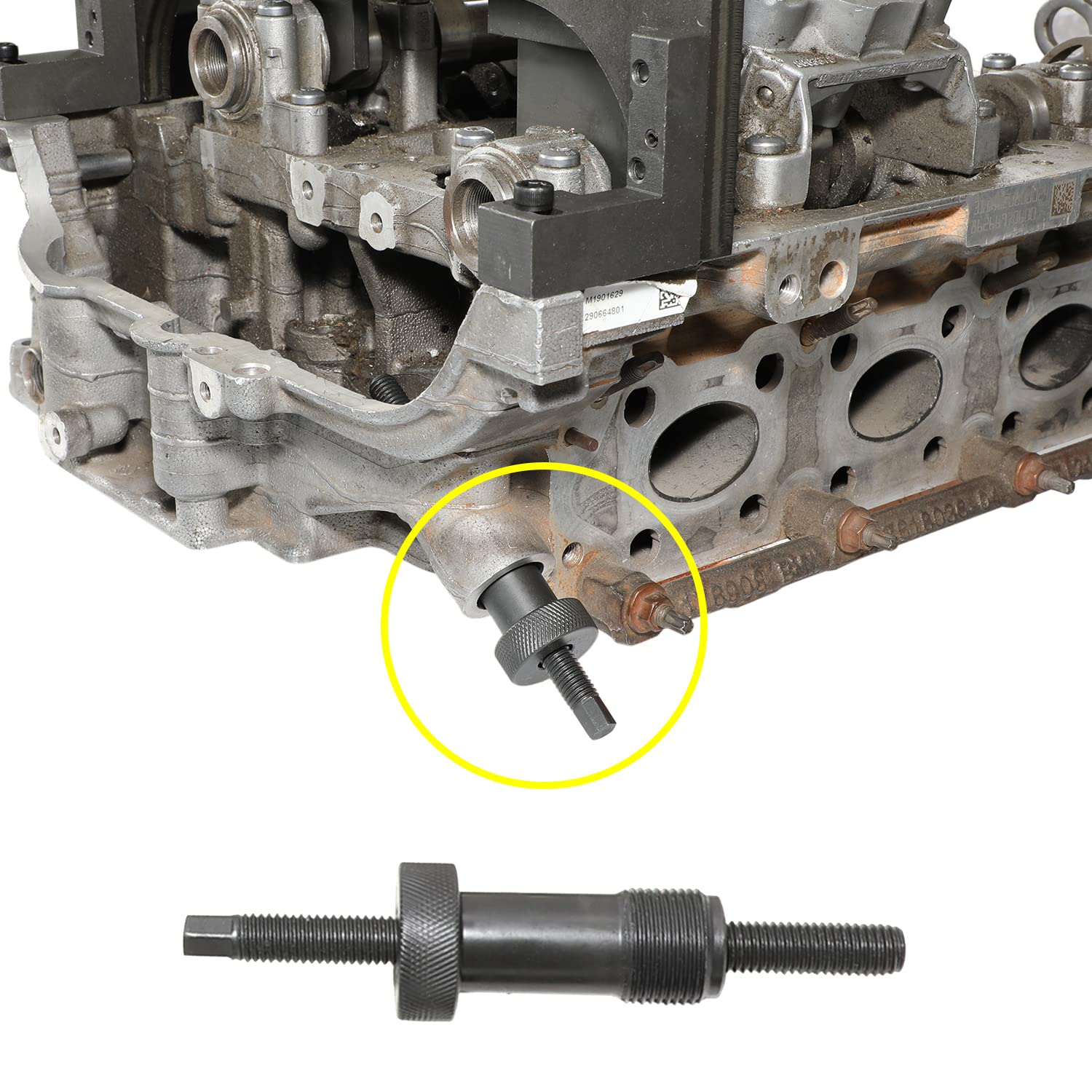 DPTOOL T60 cylinder-head socket mounted on bolt to simplify head-screw removal
