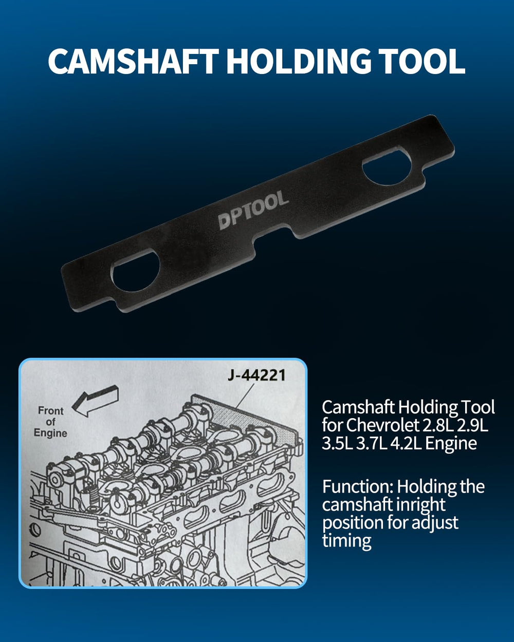 DPTOOL toolset fitted on a V6 engine showing correct positioning and workshop efficiency