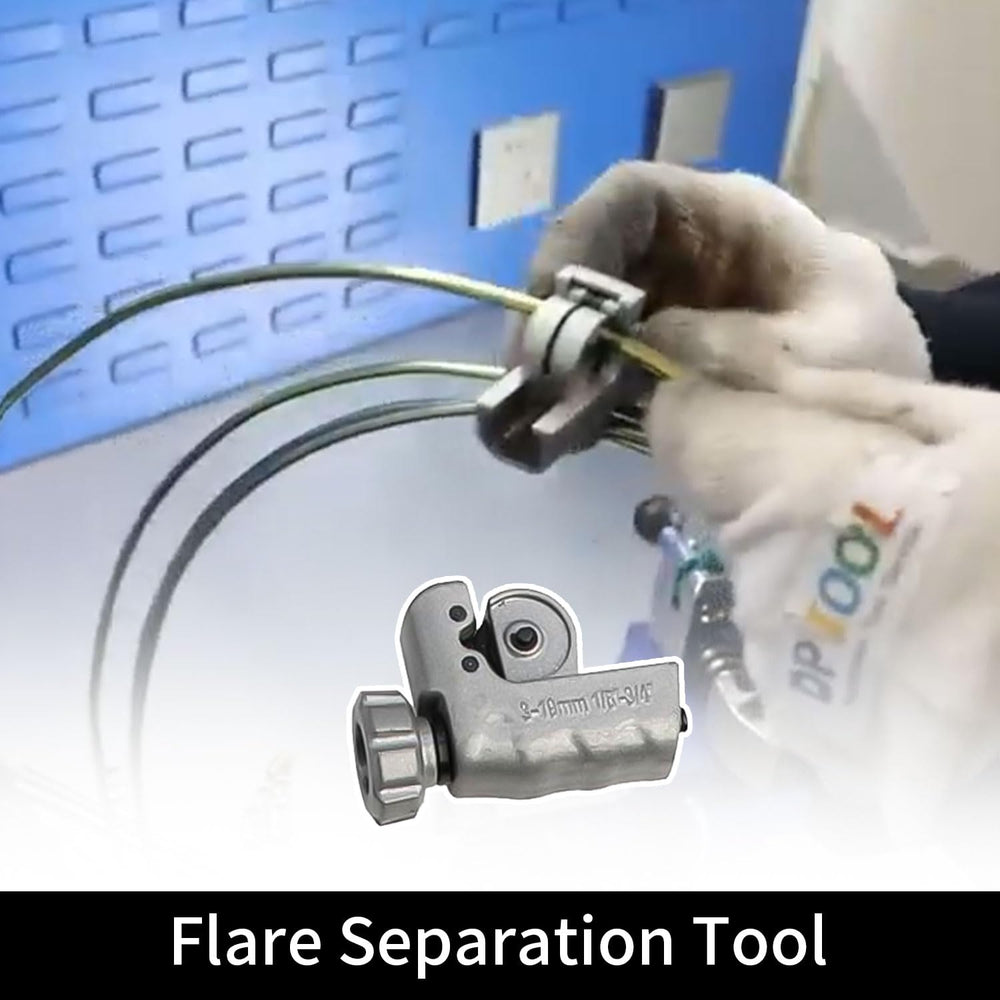 DPTOOL tube cutter detail showing clean cut capability for better flare preparation
