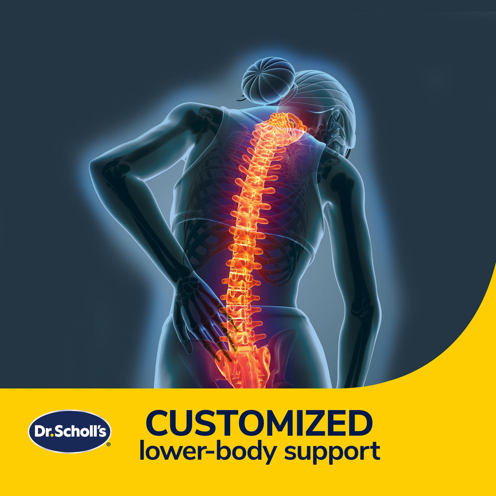 Dr. Scholl's cushion placed on office chair improving posture and seated comfort