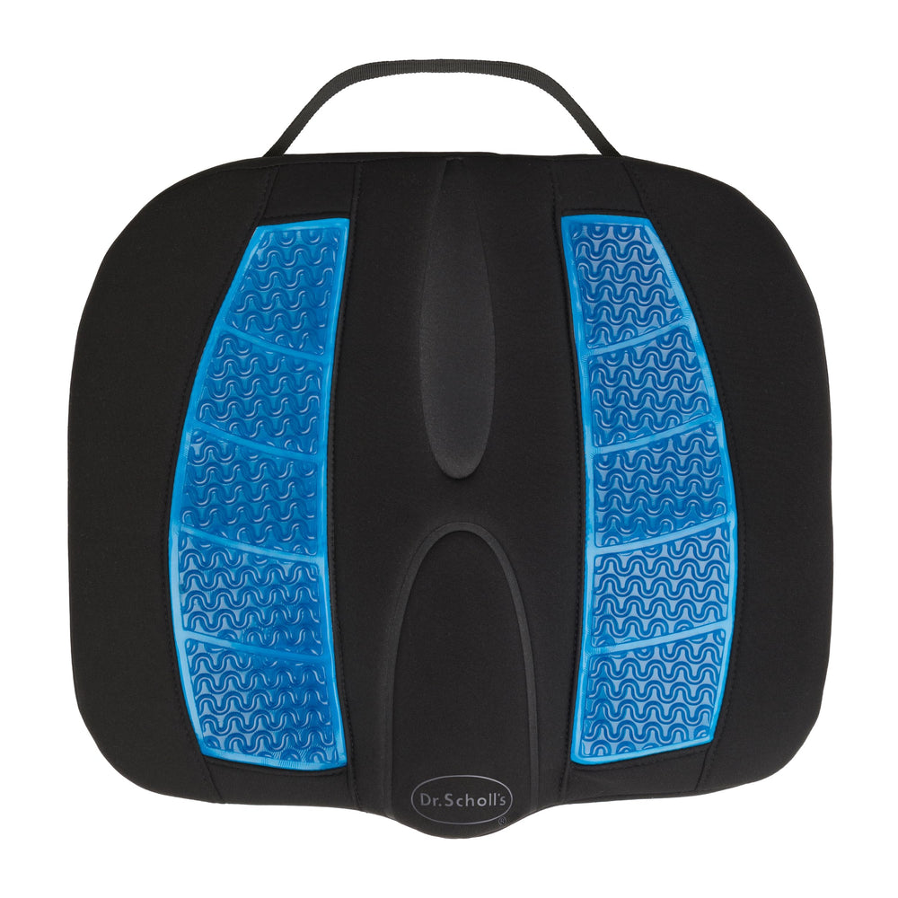 Dr. Scholl's front view of posterior seat cushion showing ergonomic shape and comfort
