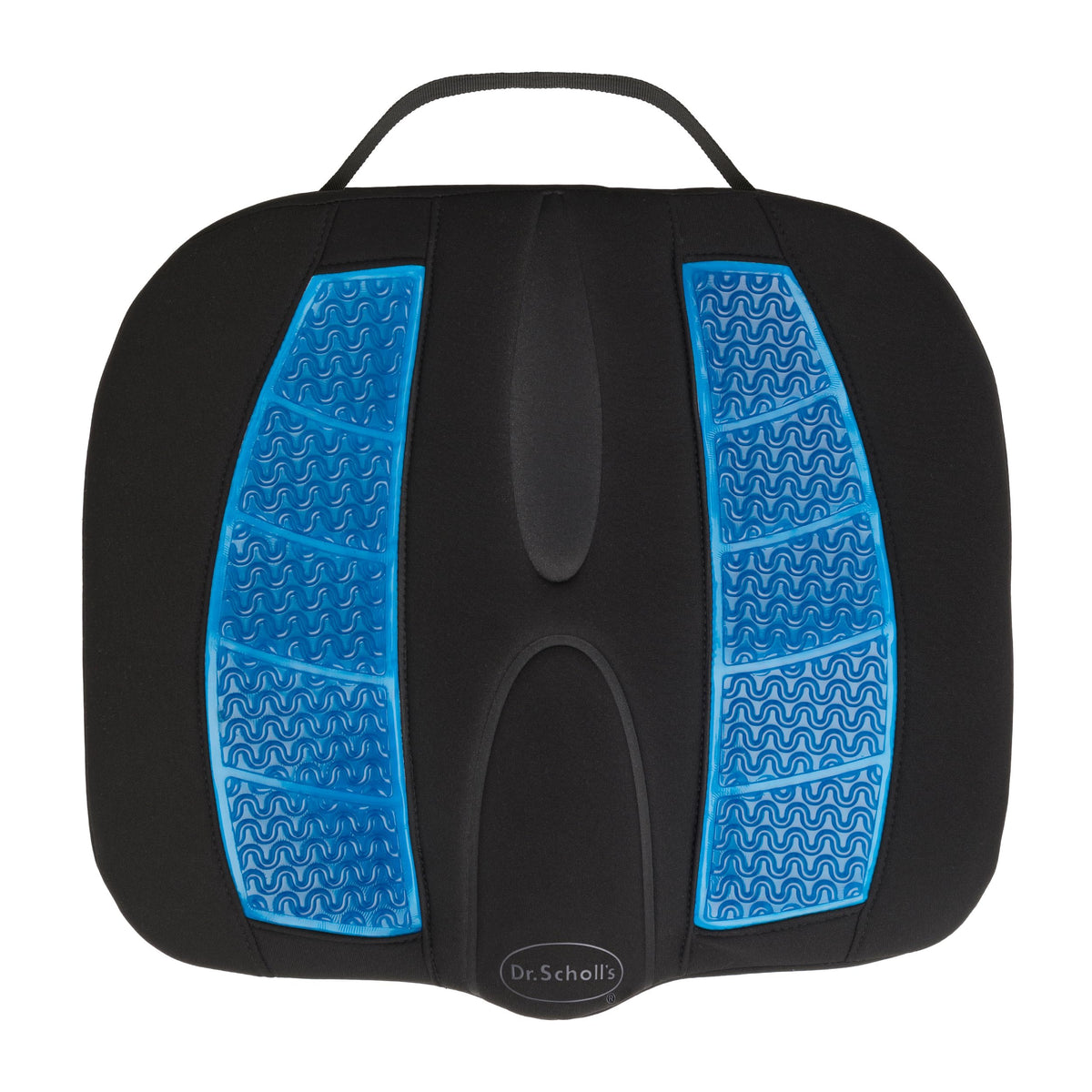 Dr. Scholl's front view of posterior seat cushion showing ergonomic shape and comfort