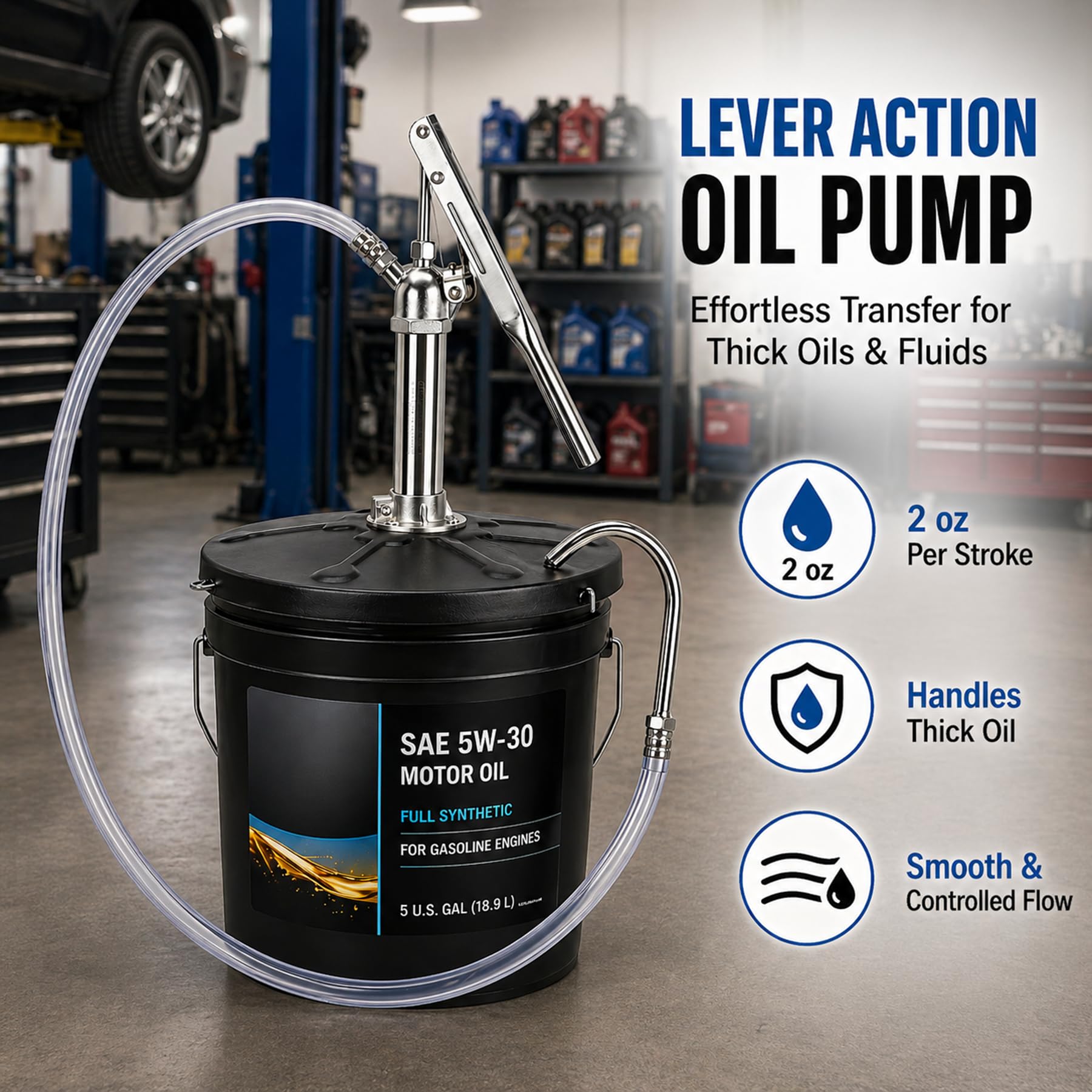 DR. tuer clear 4.1ft hose with visible oil flow for cleaner, monitored transfers