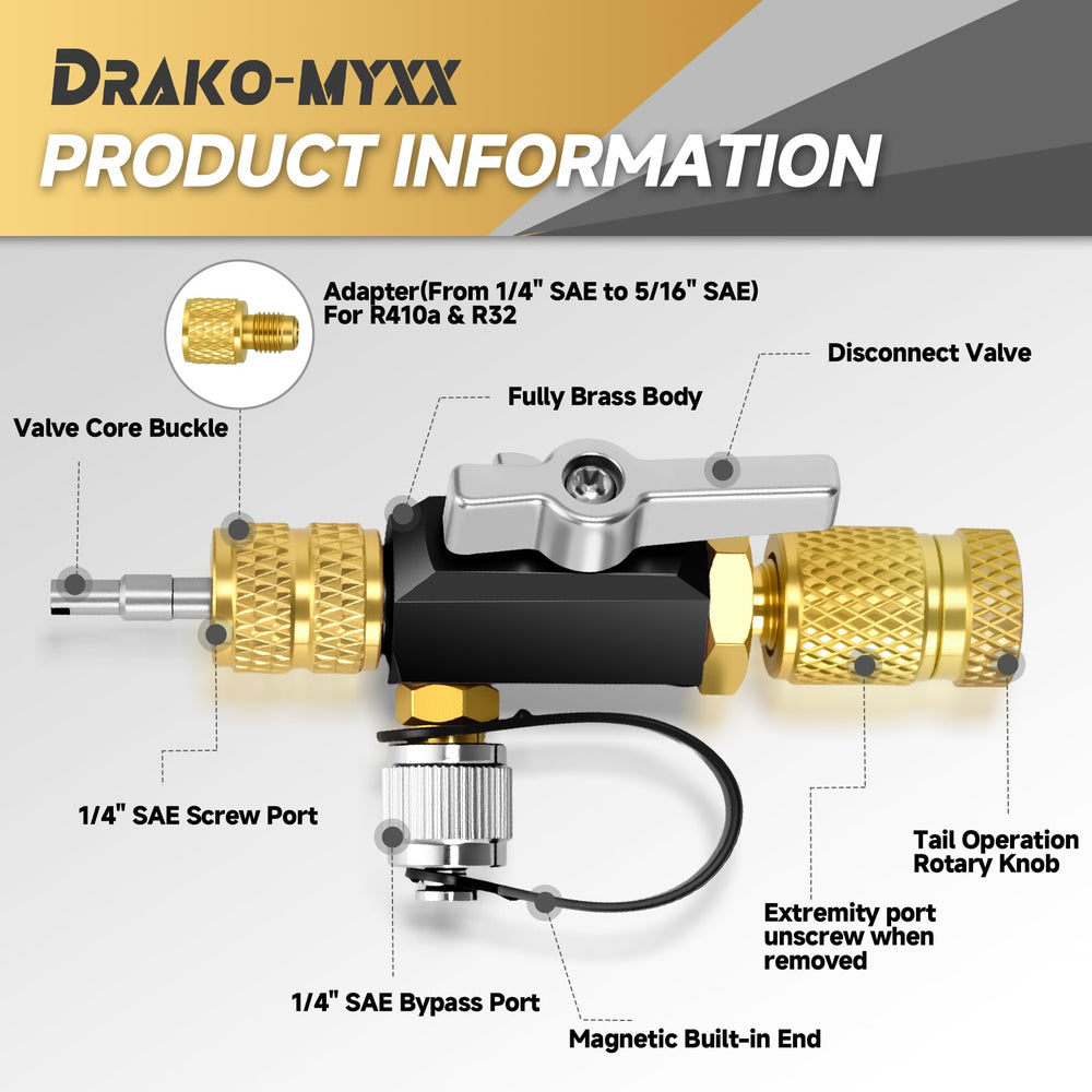 Drako-Myxx interchangeable fittings side view for quick size swap