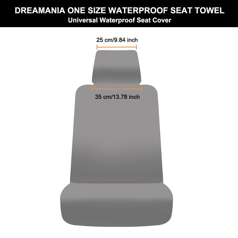 DREAMANIA fitted on leather seat comparison showing preserved upholstery and coverage