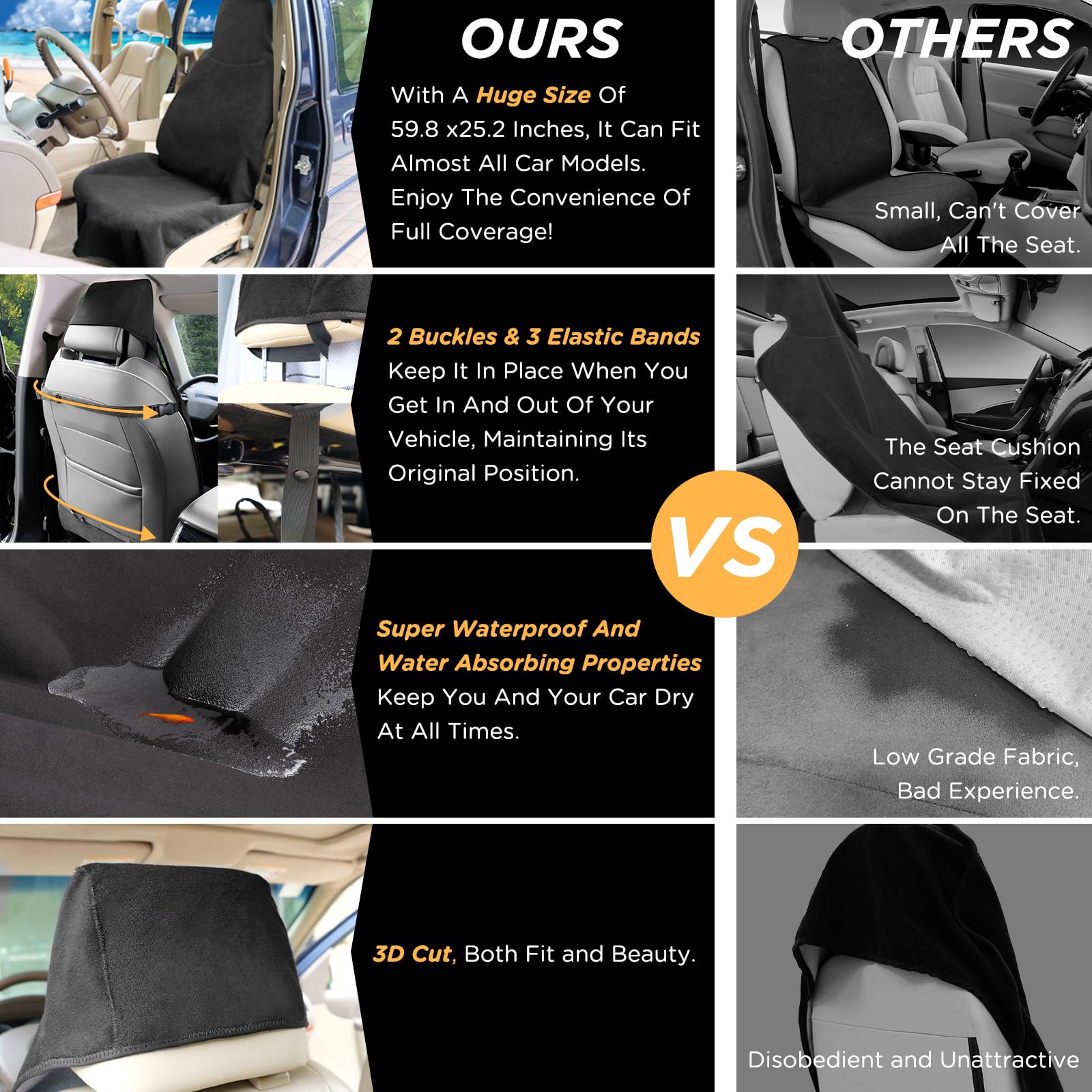 DREAMANIA installed on leather seat protecting upholstery from sweat and spills