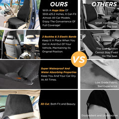 DREAMANIA installed on leather seat protecting upholstery from sweat and spills