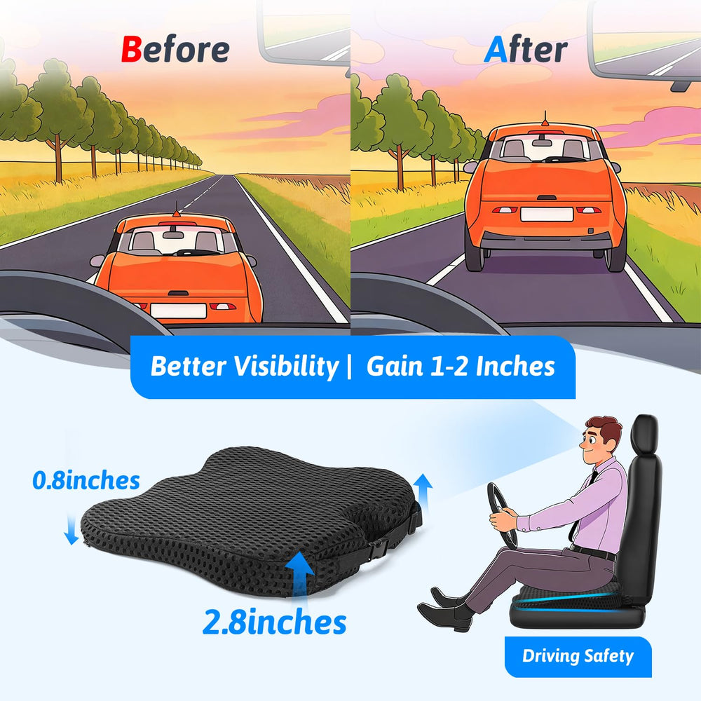 Dreamer Car cushion installed on driver's seat improving comfort while driving