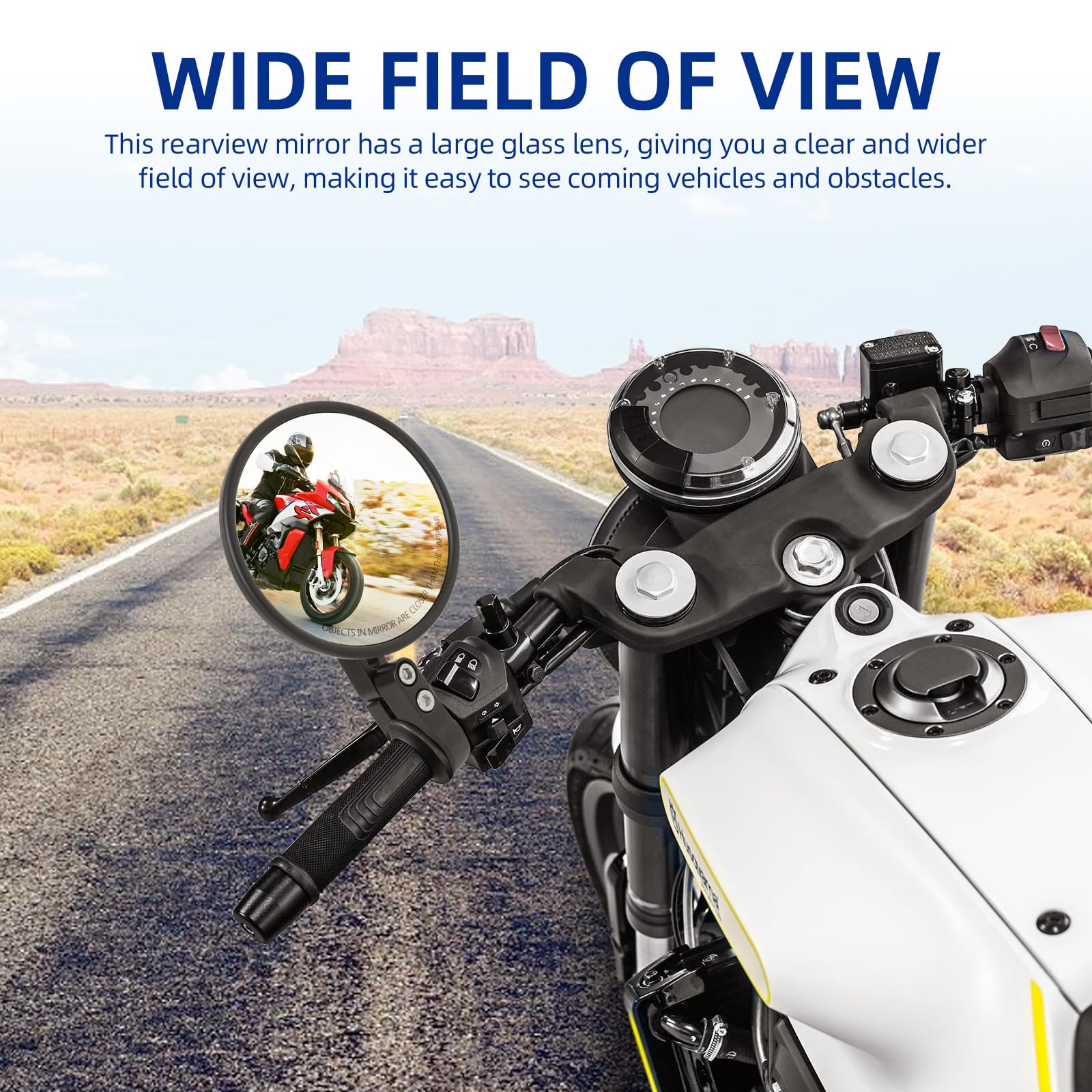 DREAMIZER 4-inch mirror glass detail providing wider field of view