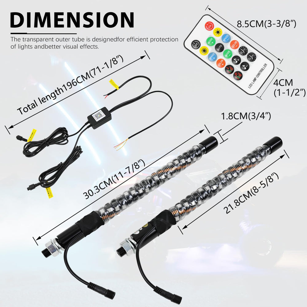 DREAMIZER whip light next to a hand to show compact one-foot scale
