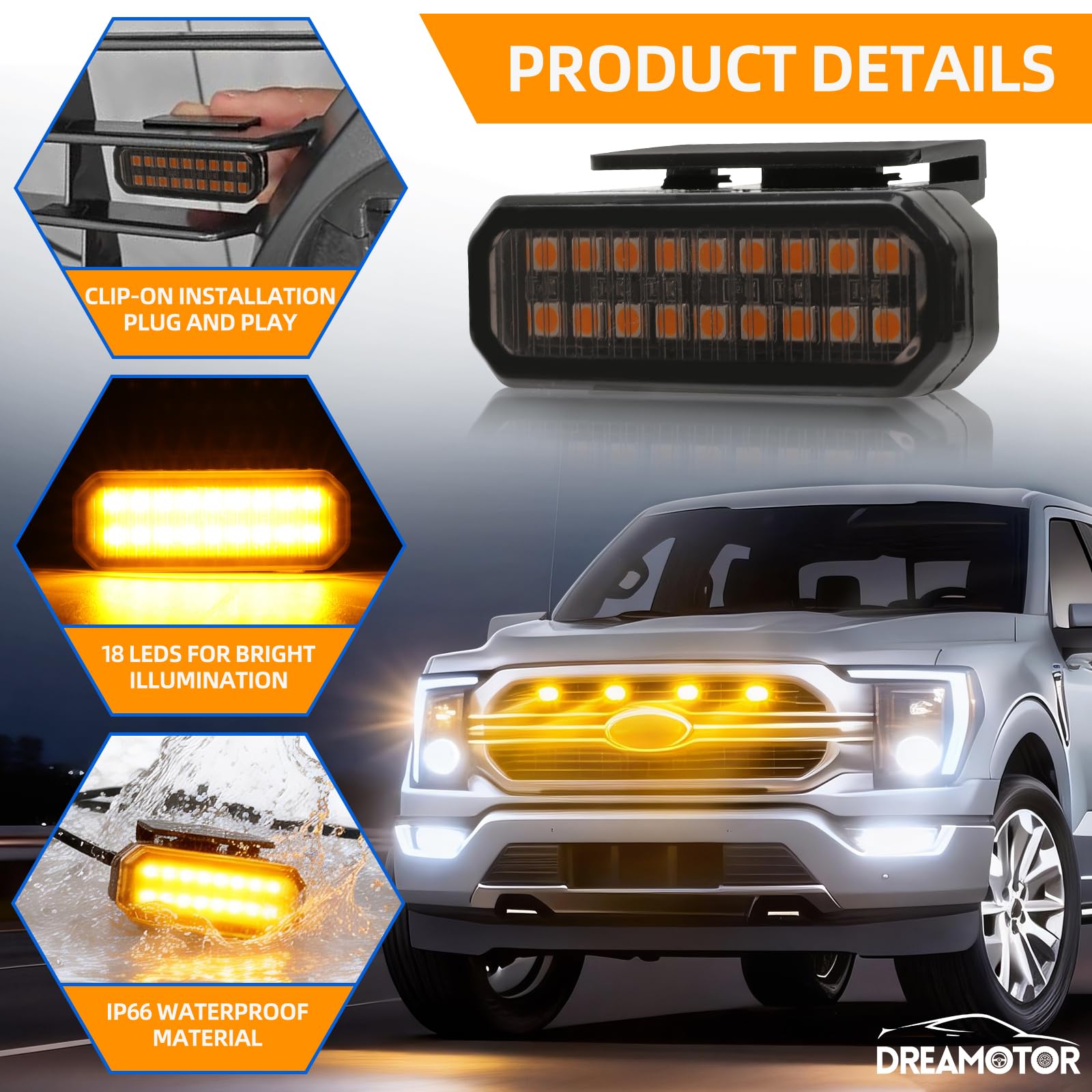 DREAMOTOR close-up of LED array revealing high-lumen diodes for bright illumination