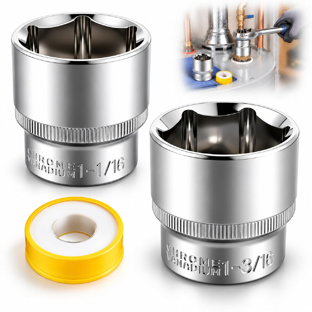 Dreyoo front view kit showing both sockets and PTFE tape for complete maintenance