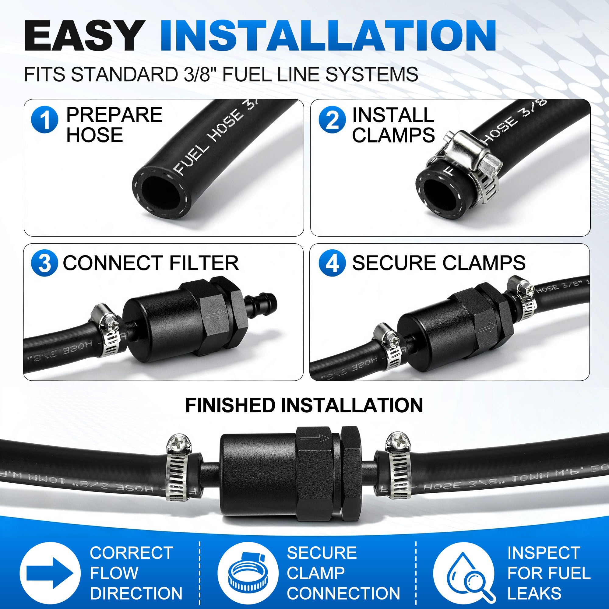 Dreyoo inline filter installed on an engine fuel rail demonstrating practical application