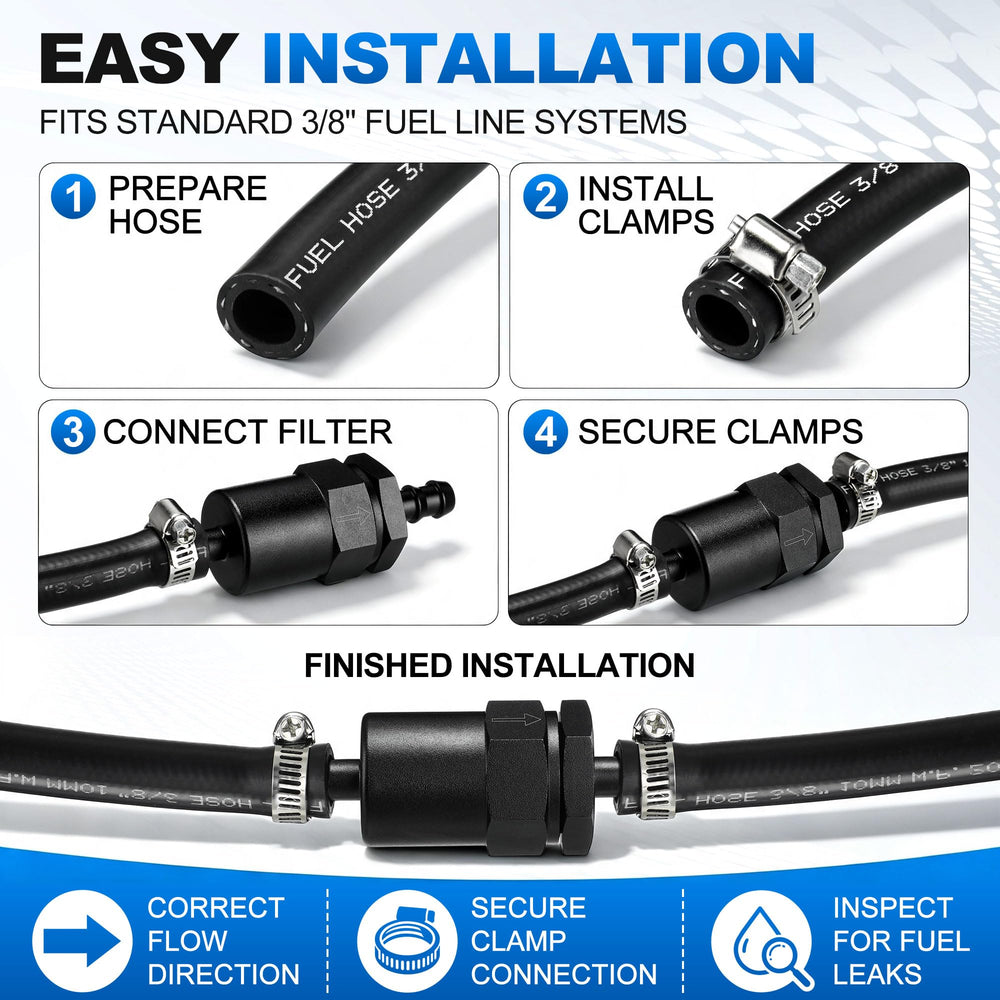 Dreyoo inline filter installed on an engine fuel rail demonstrating practical application
