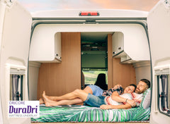 DRICORE installed under mattress in RV illustrating dry sleep benefit