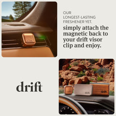 drift Grove refill next to a credit card for scale, showing compact portable size