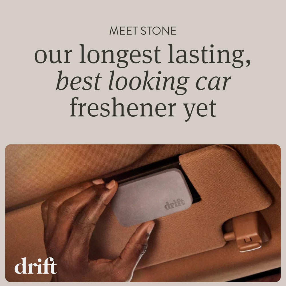 drift grove mounted on car visor demonstrating convenient magnetic attachment and fresh cabin aroma