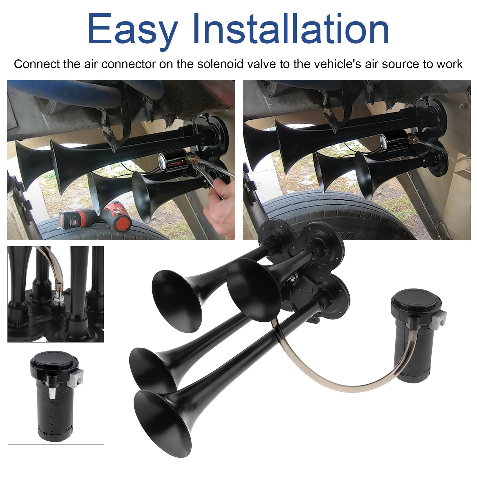DriSentri horn next to ruler showing compact size for versatile vehicle fitment