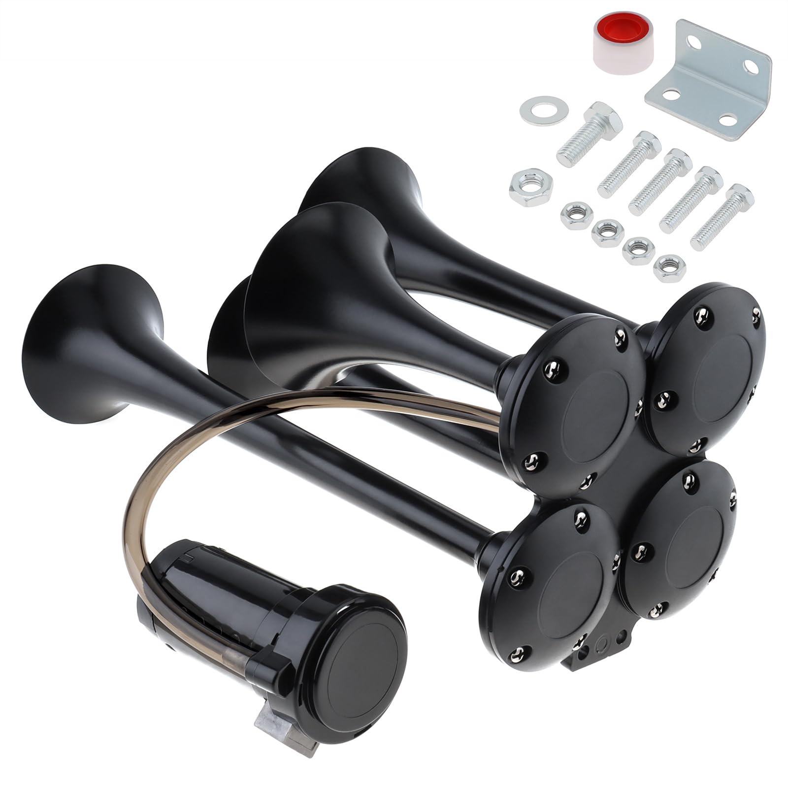 DriSentri chrome trumpet close-up highlighting corrosion-resistant durable finish