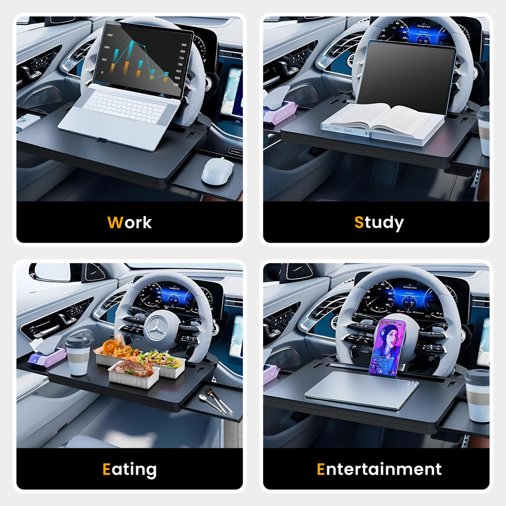 DriVie packed tray in trunk illustrating compact, portable storage advantage