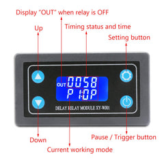 DROK close-up of LCD display showing timing and mode for readability