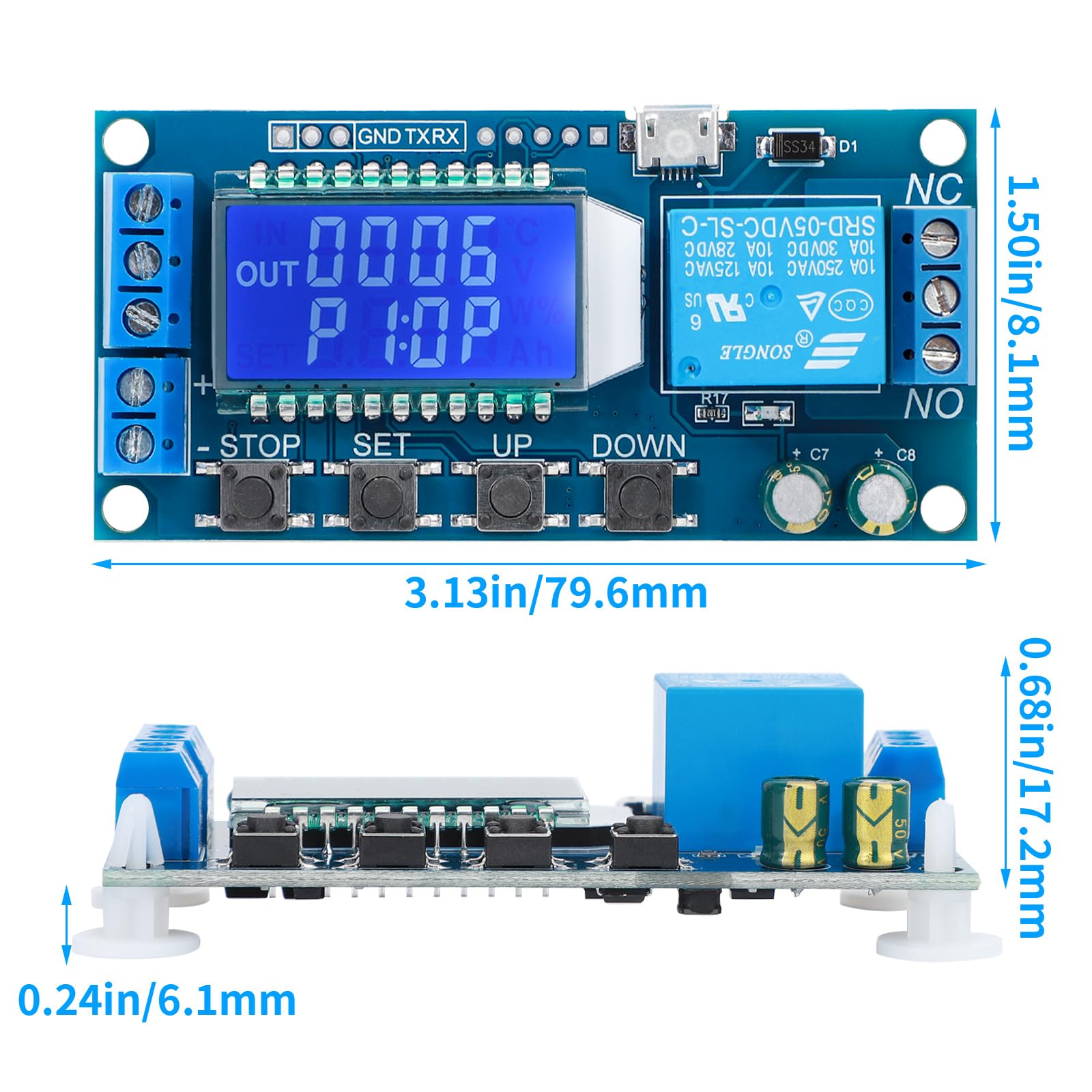 DROK LCD displaying runtime and cycle count for clear feedback