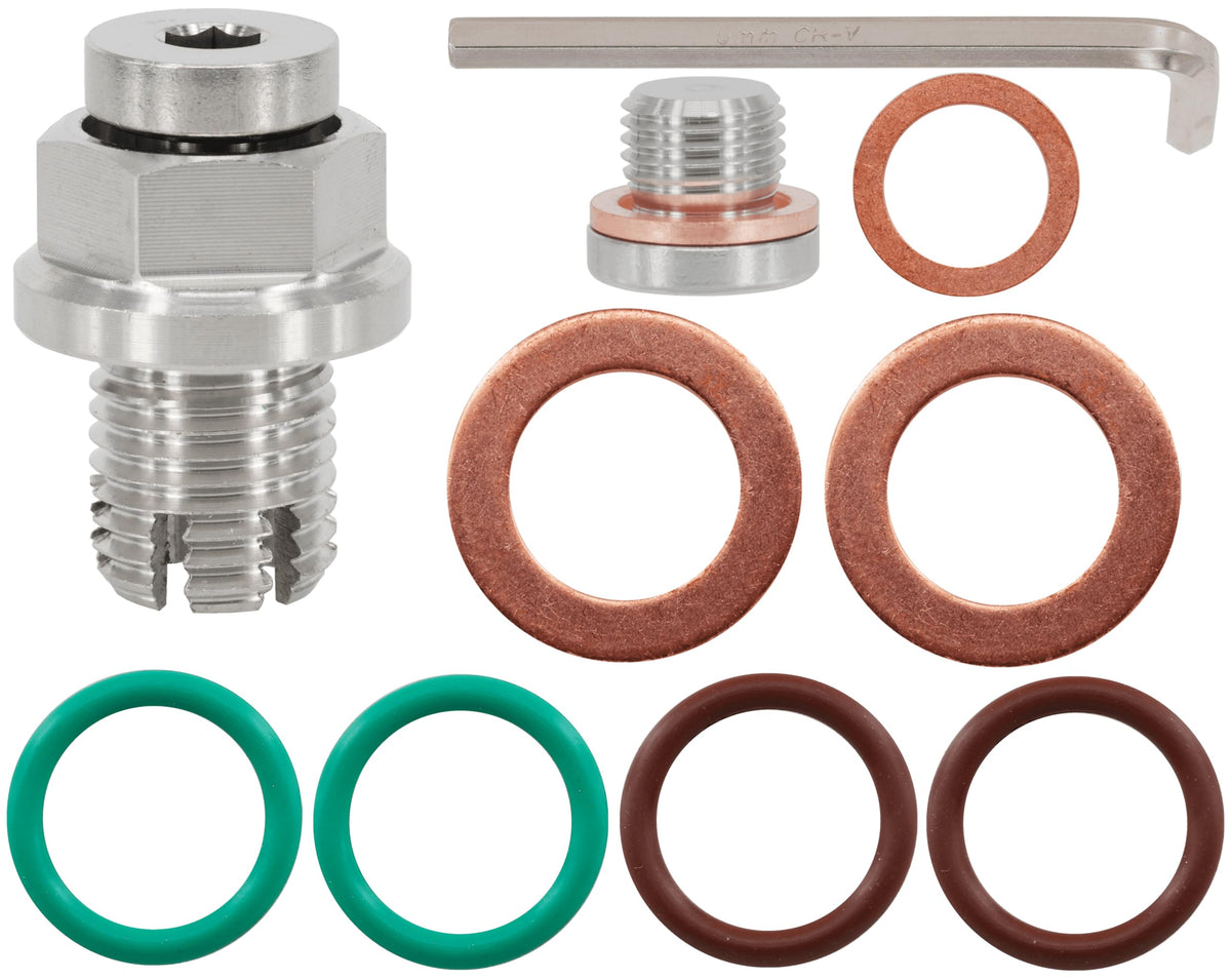 Dsnaduo front view of piggyback drain plug showing stainless steel finish and shape for easy repair