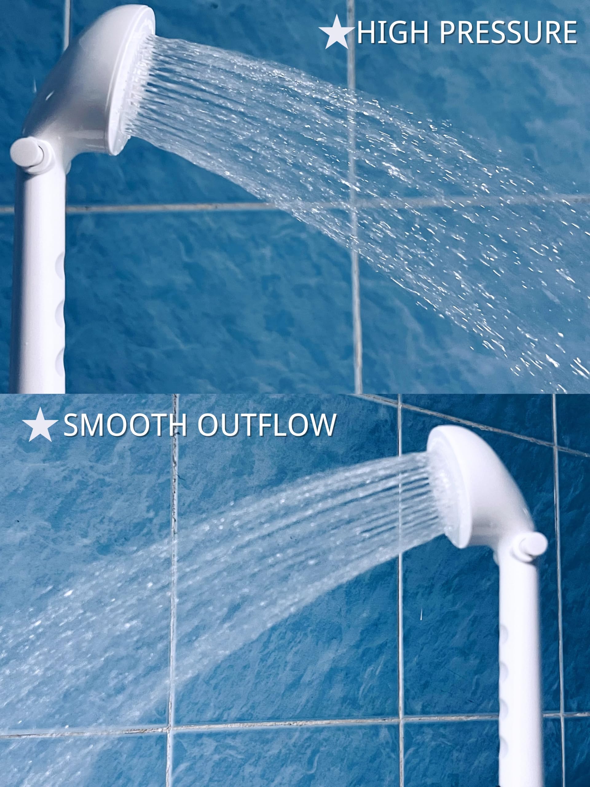 DSRTLP shower head close-up with ergonomic grip for easy outdoor rinsing