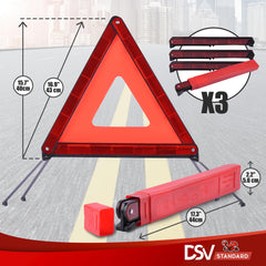 DSV Standard folded triangle inside case illustrating compact storage and protection