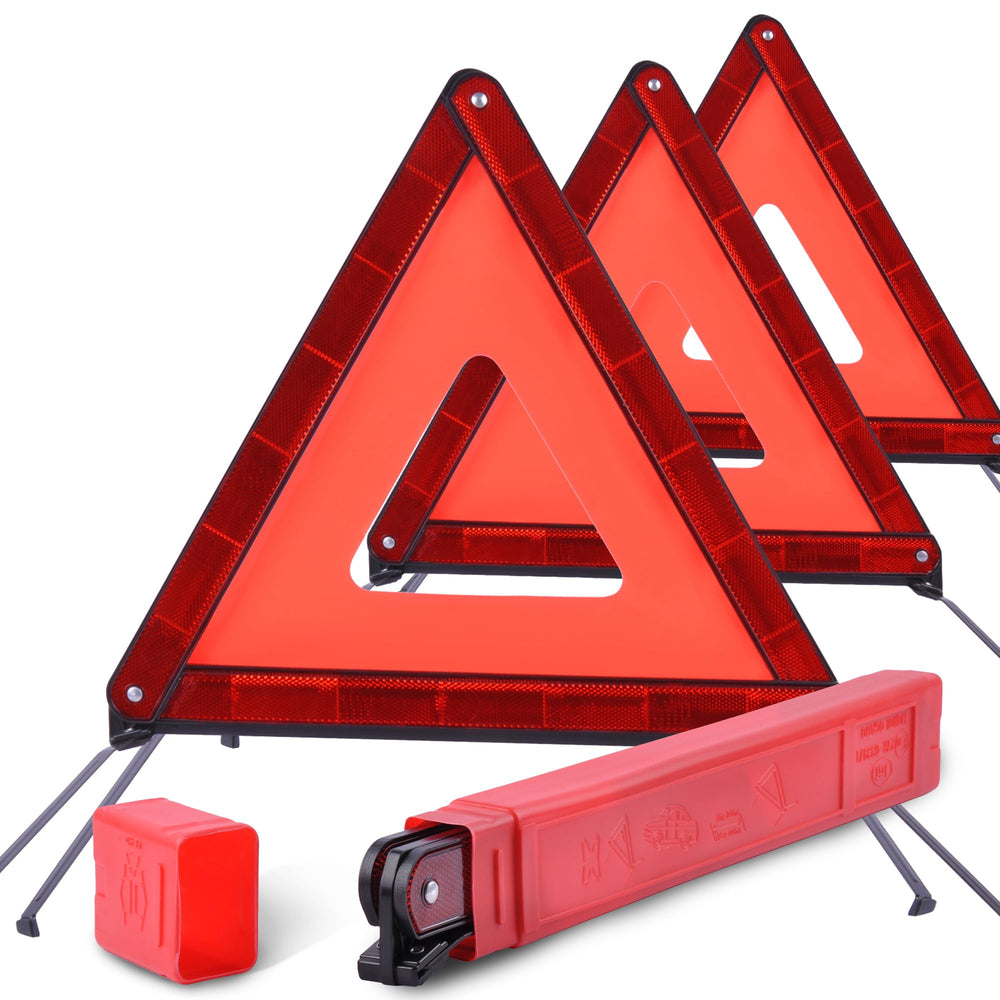 DSV Standard front view of three packaged triangles showing compact kit and convenience