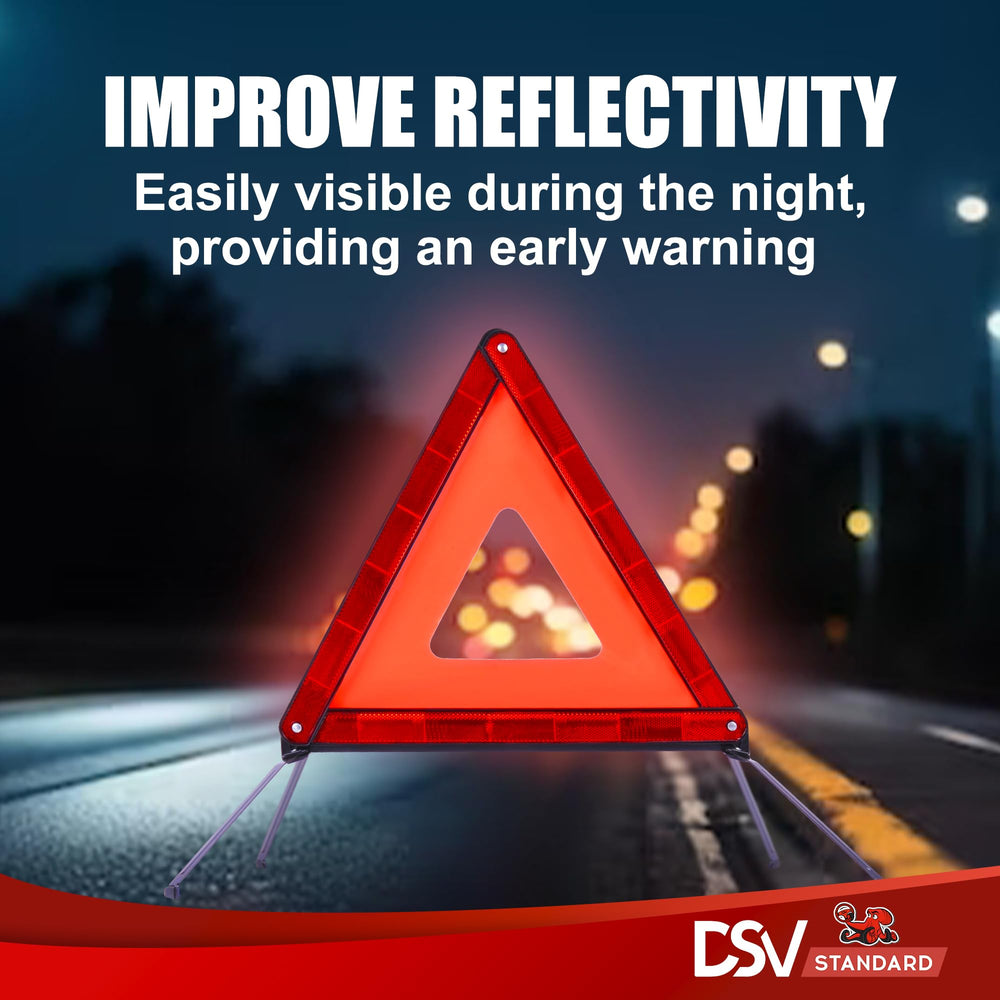 DSV Standard reflective face close-up demonstrating night-time headlight return