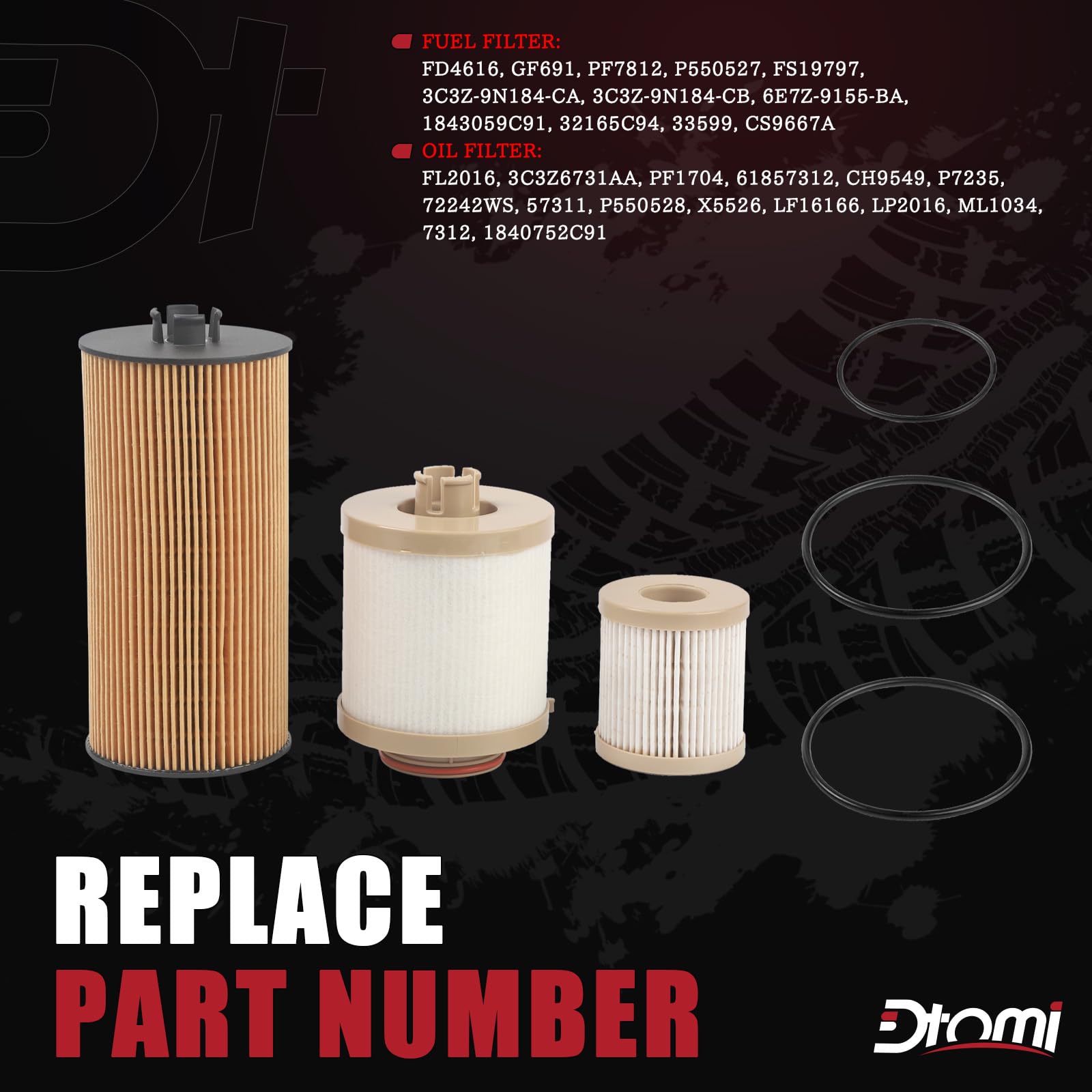 Dtomi fuel filter close-up highlighting inlet/outlet and media for reliable contaminant protection