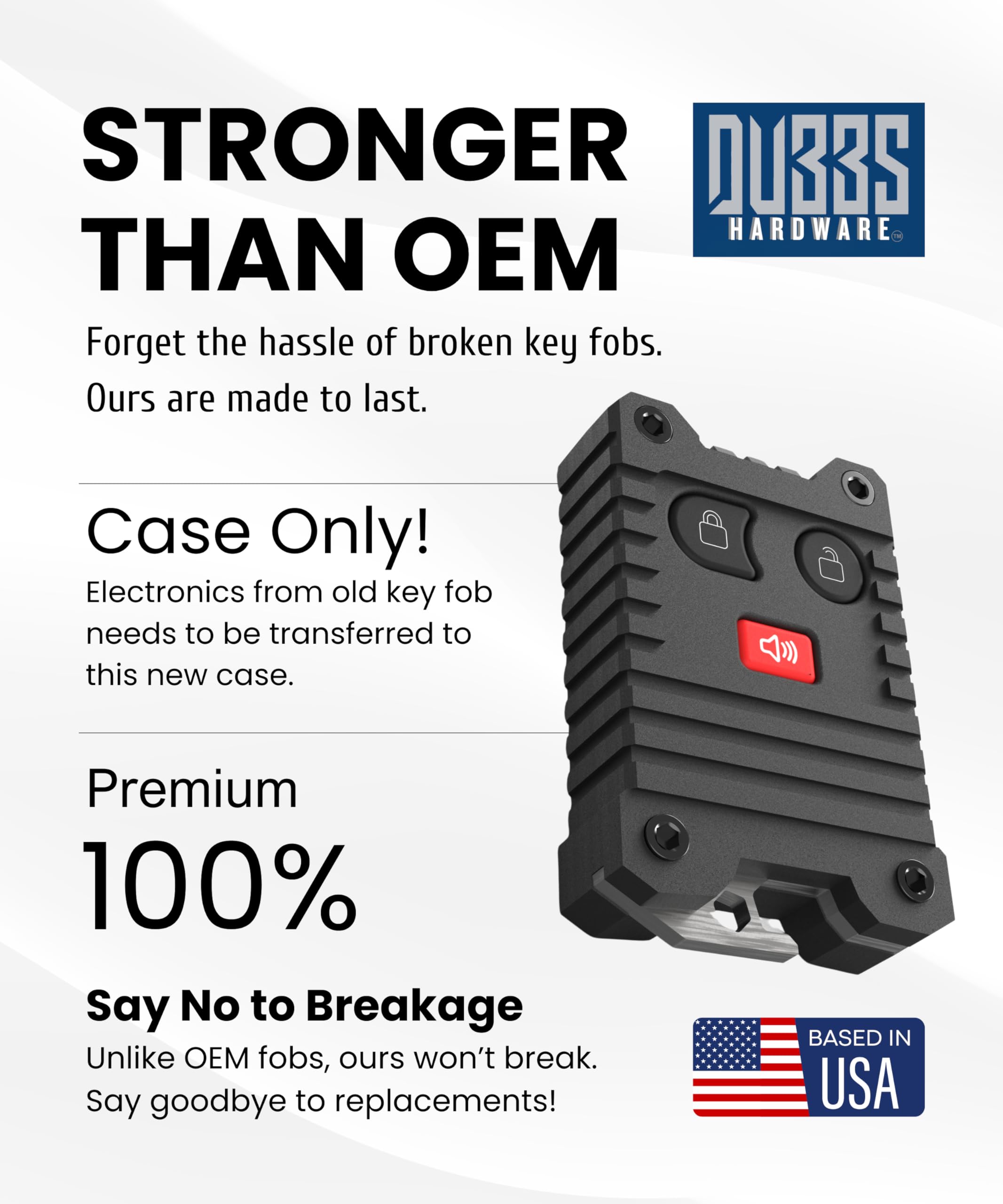 Dubbs Hardware side profile showing precise button cutouts for full functionality
