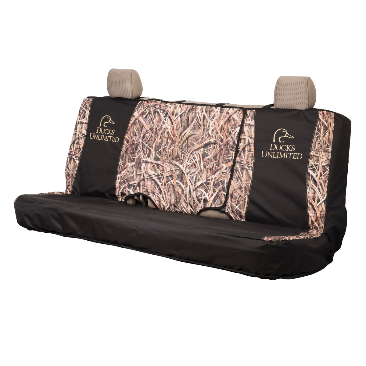 Ducks Unlimited stacked logo front view showing camo design and durable protection