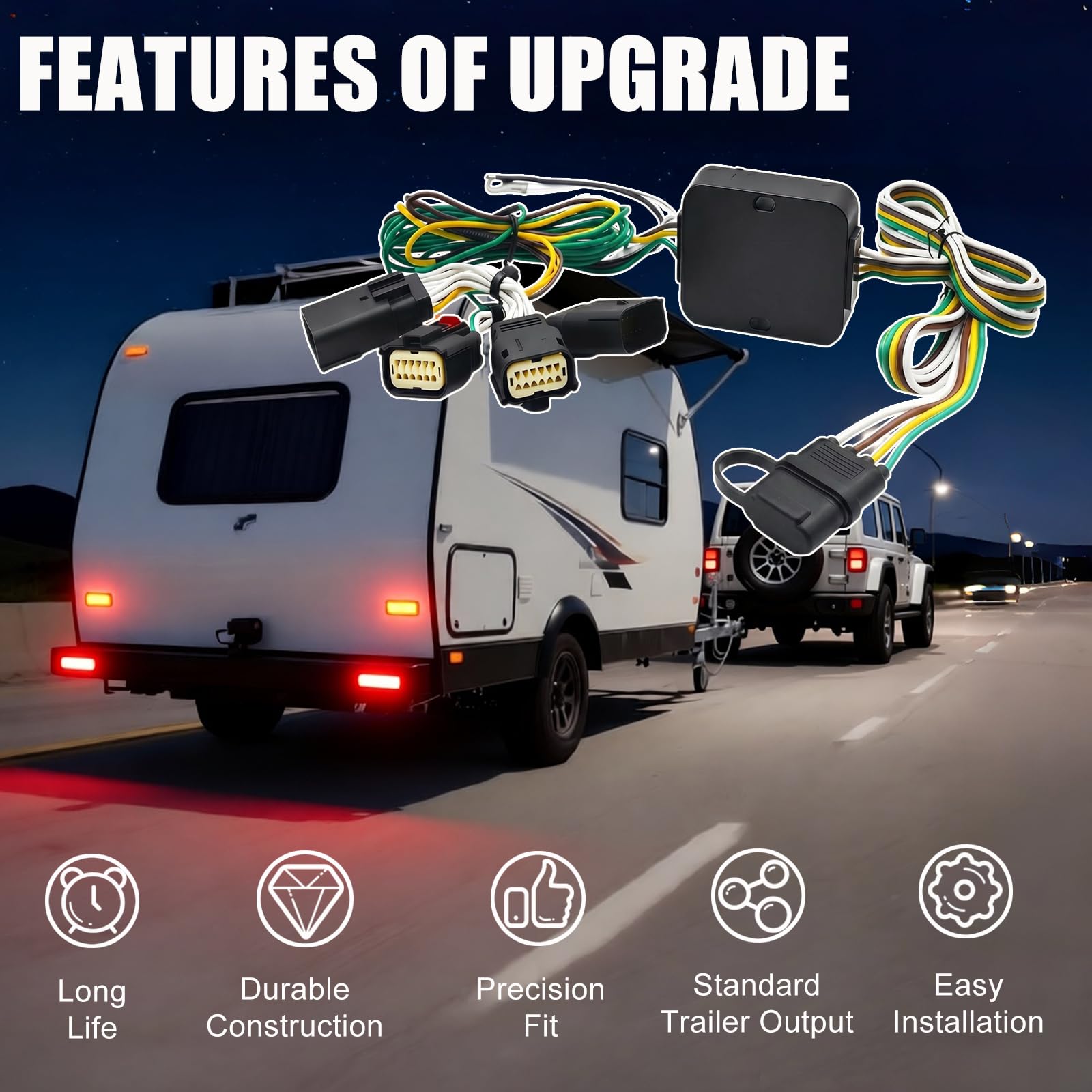 Ducodden harness plugged into Jeep factory harness for quick no-splice install