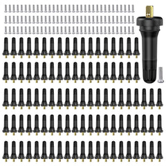 Dueilgo front packaging 100pcs valve stems showing bulk value and compatibility