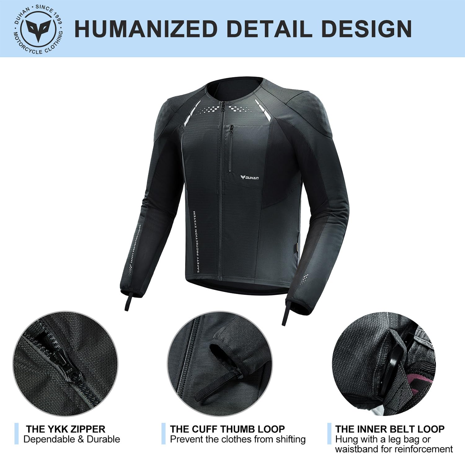 DUHAN jacket on model for fit and scale illustrating tailored, secure fit
