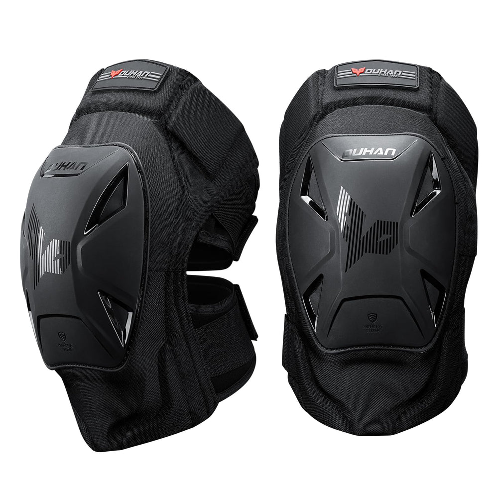 DUHAN knee pads front view showing full coverage and fit benefits