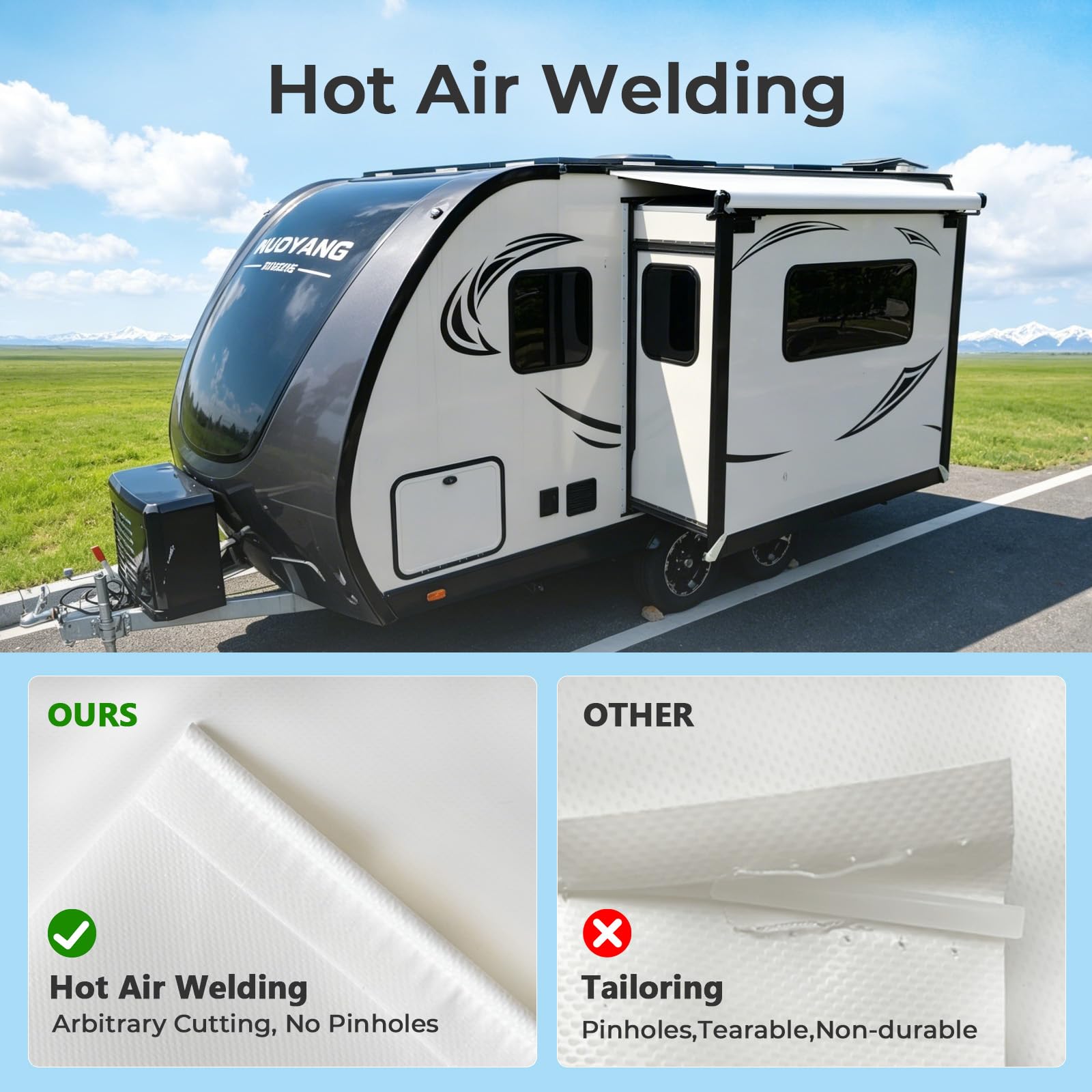 Dulepax fabric installed on RV slide-out offering protective coverage and improved appearance