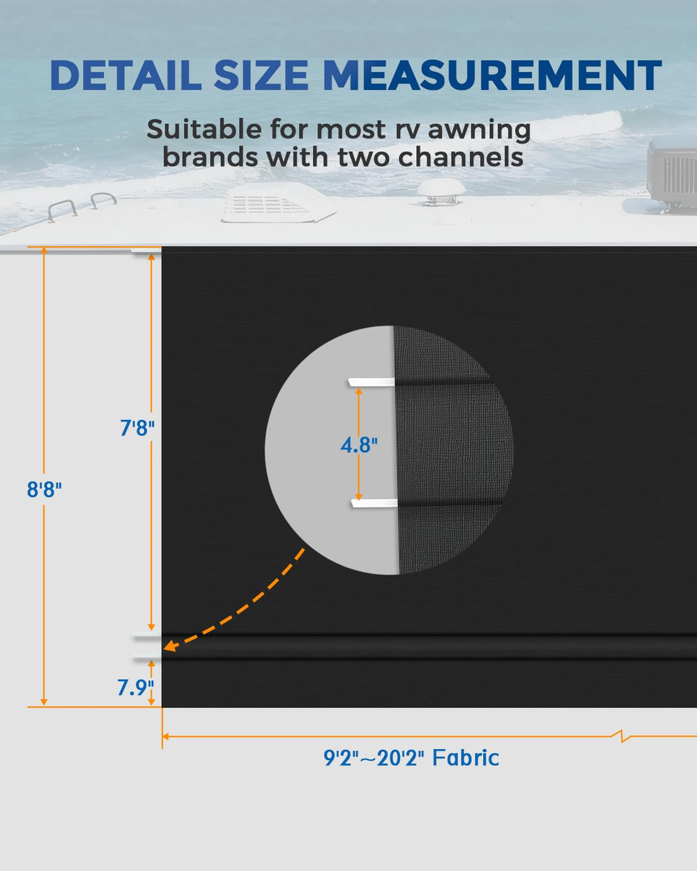 Dulepax rolled fabric beside measuring tape illustrating compact storage and size