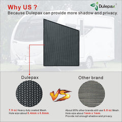 Dulepax side shade in use creating shaded outdoor living space at campsite