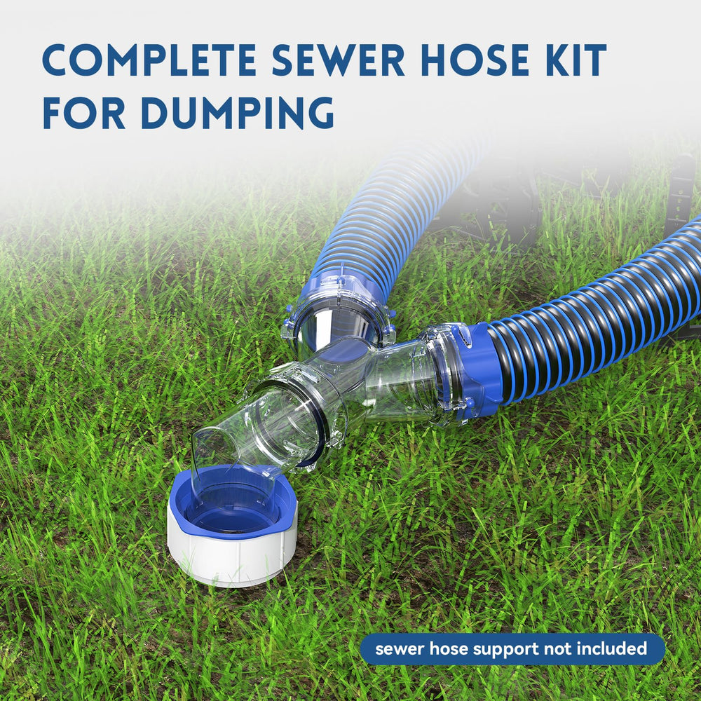 DUMPMAN clear hose close-up showing transparent body to monitor wastewater flow