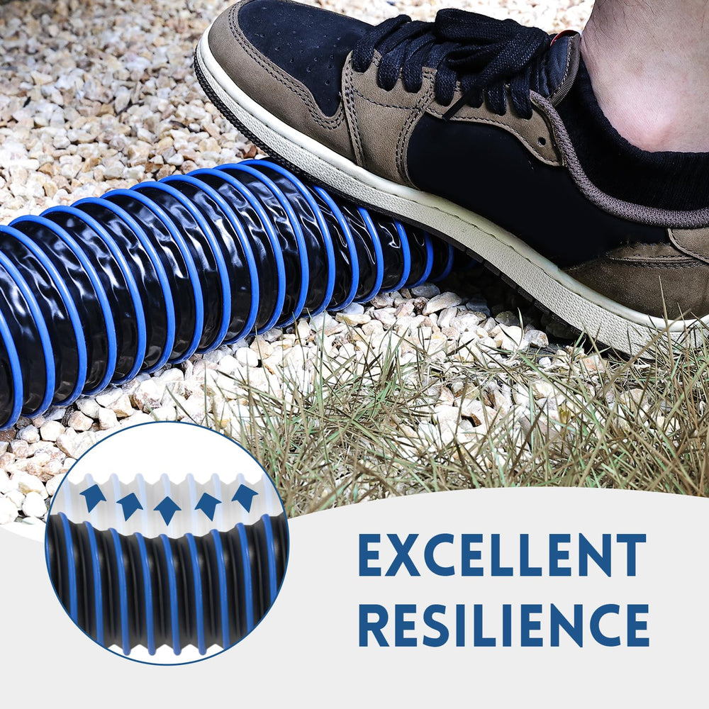 DUMPMAN hose texture and wall thickness highlighting durable abrasion and puncture resistance