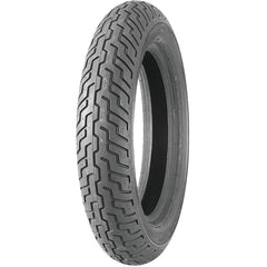 DUNLOP D402 front view showing tread and approved Harley-Davidson fit, enhances touring stability