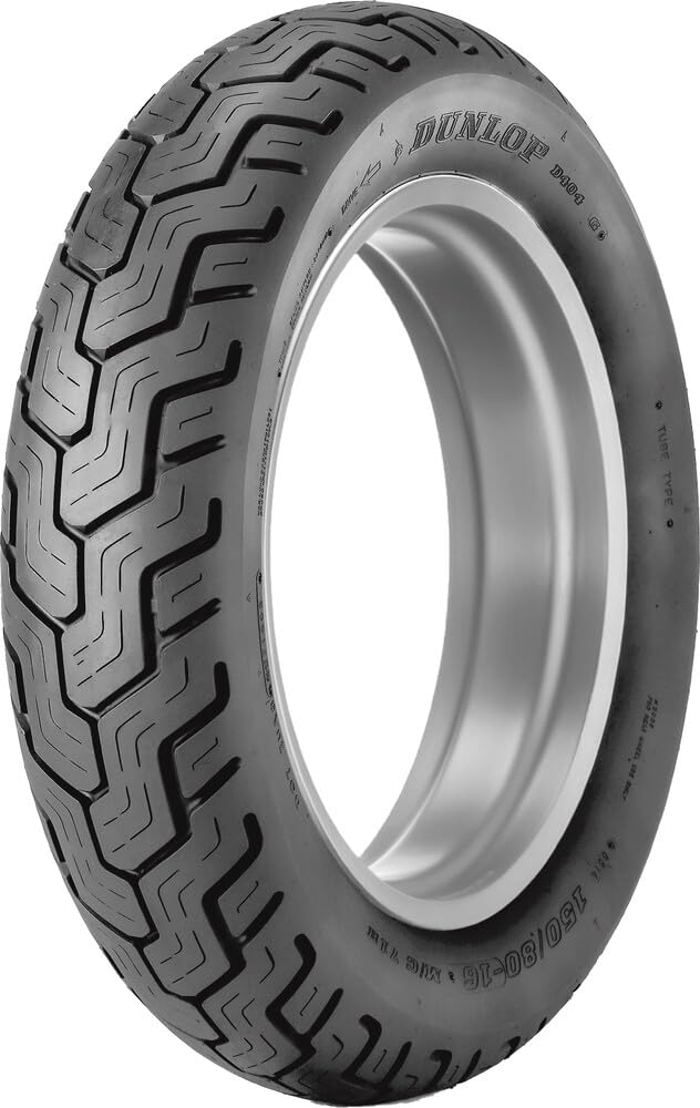 DUNLOP D404 rear tire front profile showing sidewall and fitment, increases bike stability