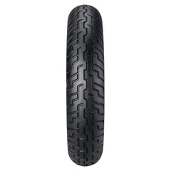 DUNLOP D404 mounted on motorcycle front fork demonstrating handling benefit