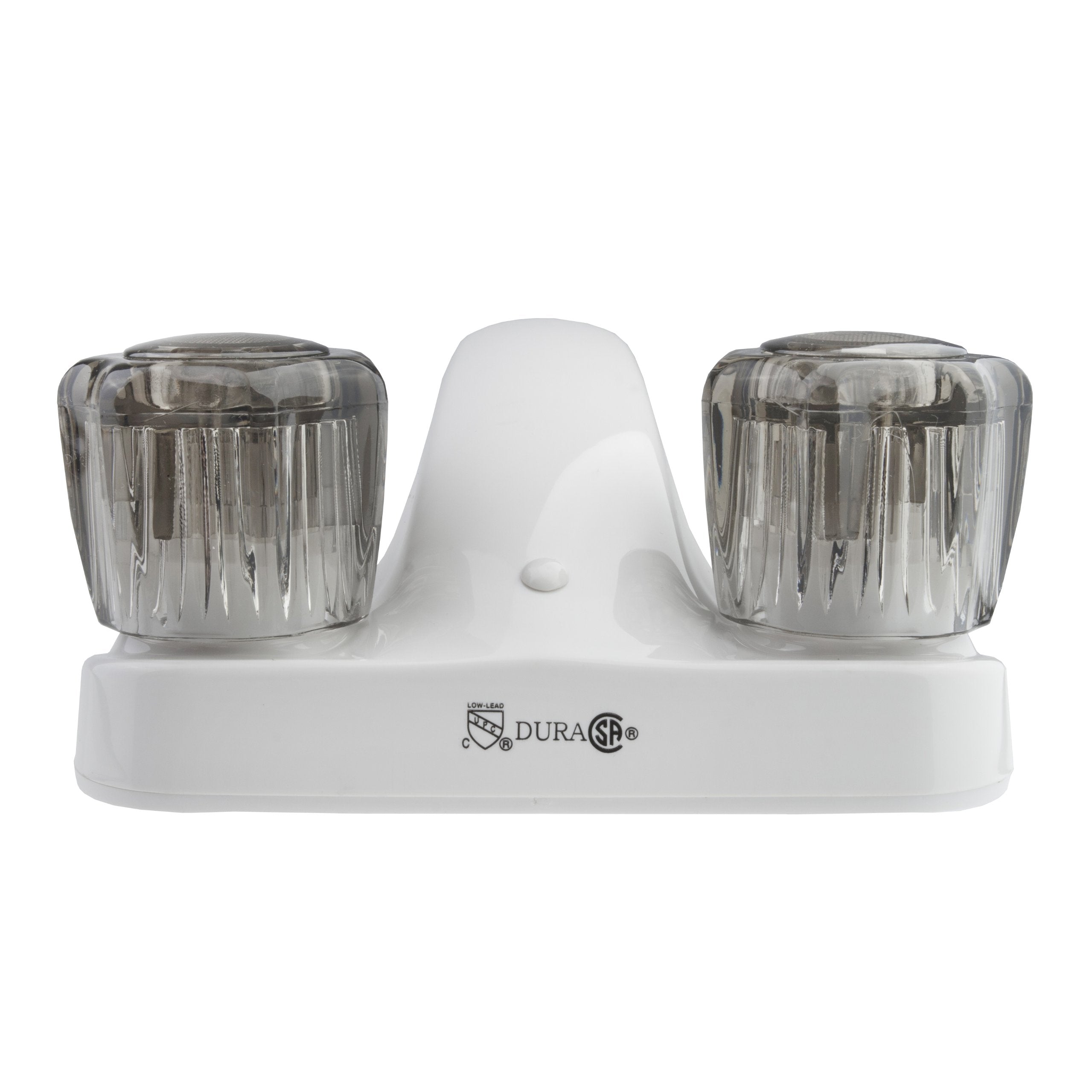 Dura Faucet aerator stream detail showing steady 1.2 GPM flow