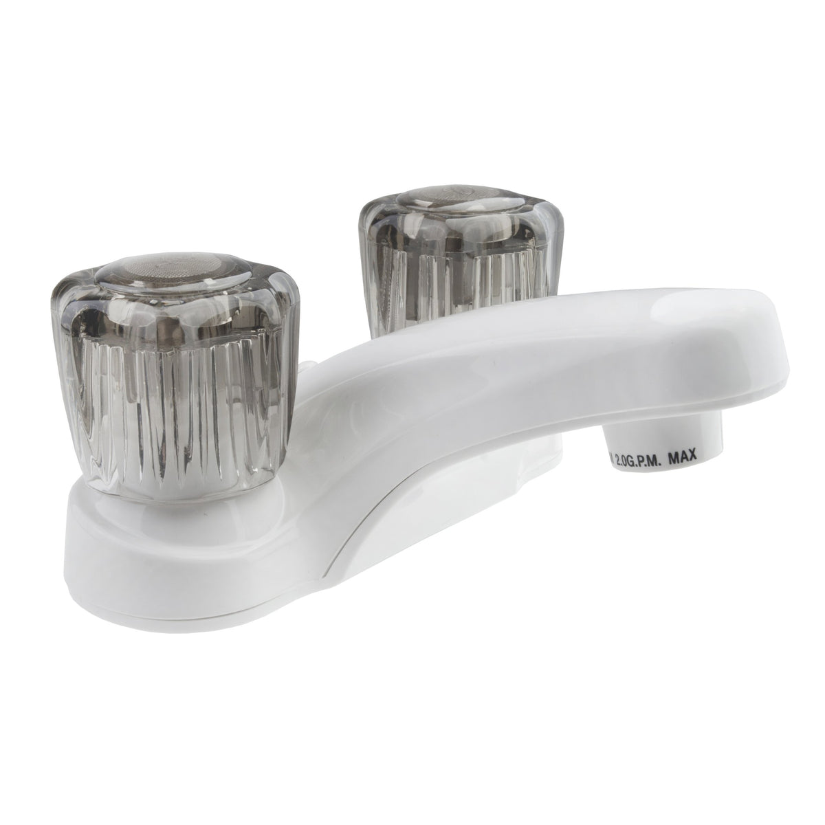 Dura Faucet front view showing compact white finish and clean lines